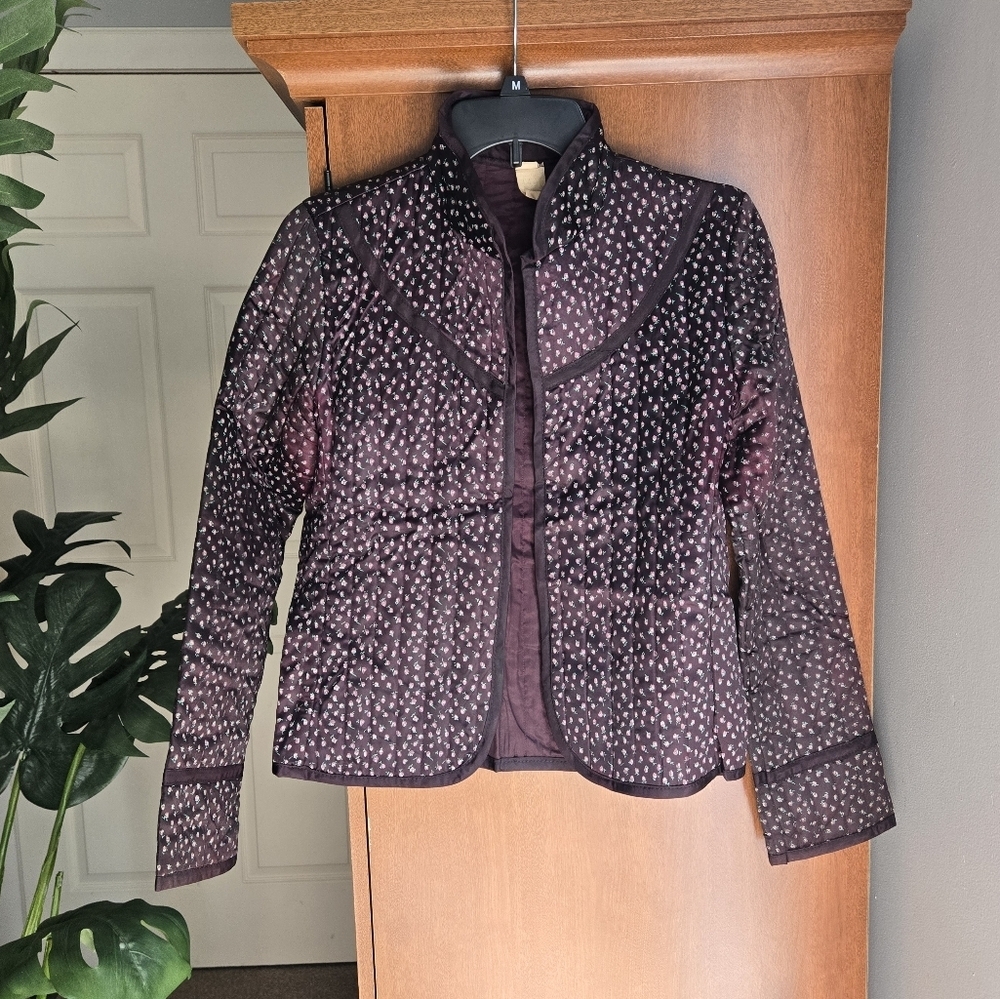 Vintage Quilted Fashion Jacket - Purple With Floral Pattern